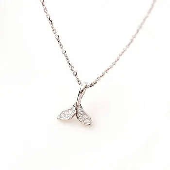 

100% 925 Sterling Silver Cubic Zirconia Mermaid Tail Necklaces & Pendants For Women Fashion Waves Totem Jewelry 925-200