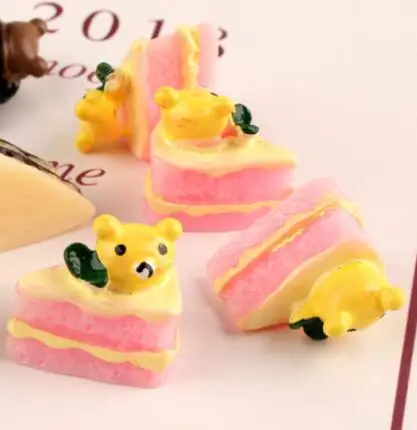 3PCS PINK 3 шт. слайм шармы медведь треугольник торт клейкие аксессуары бусины делая поставки с шнурком мешок для DIY ремесла скрапбуки - Цвет: 3PCS PINK