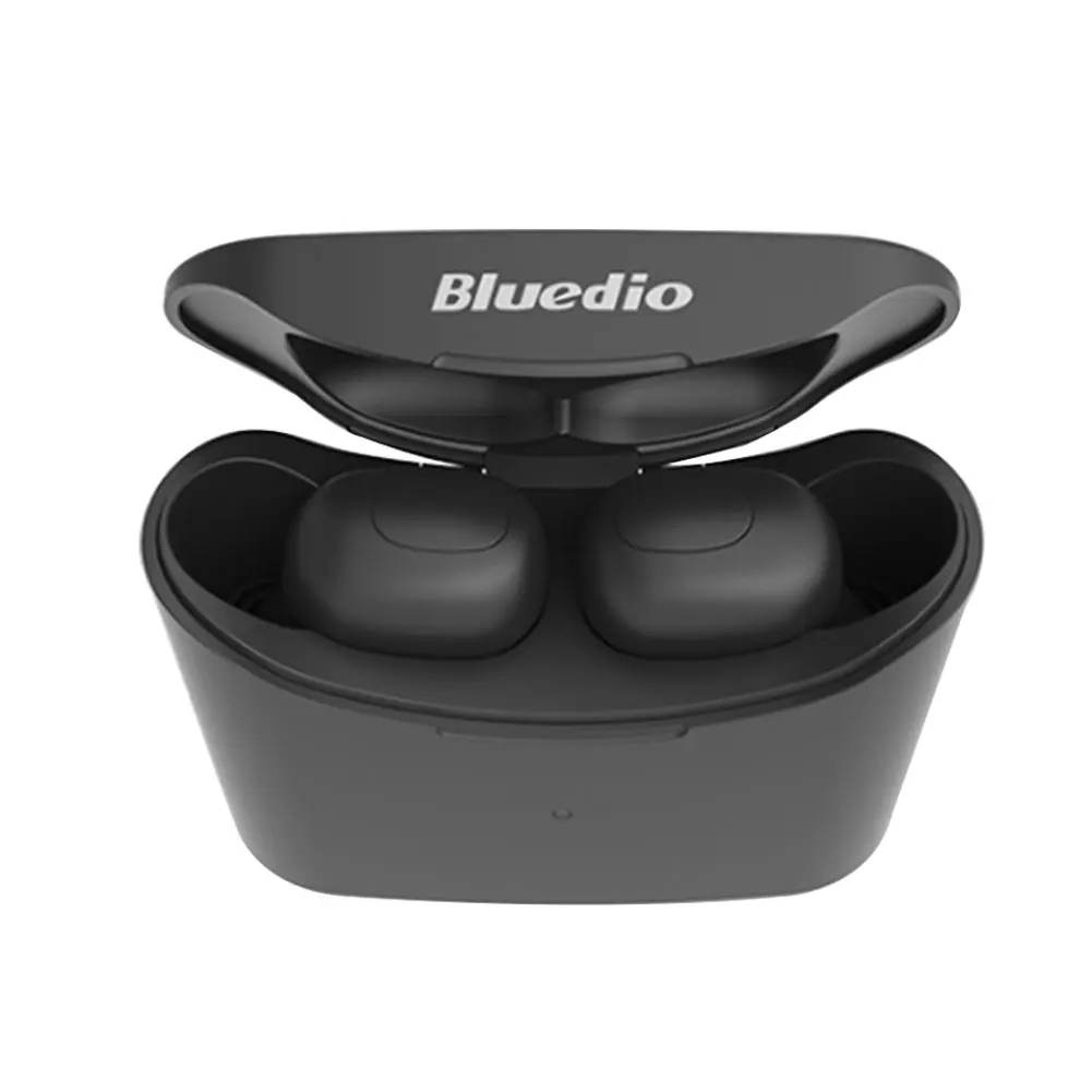 Черный Bluedio T-elf Air Pod Bluetooth 5,0 Спортивные Беспроводные наушники с зарядным устройством - Цвет: Черный
