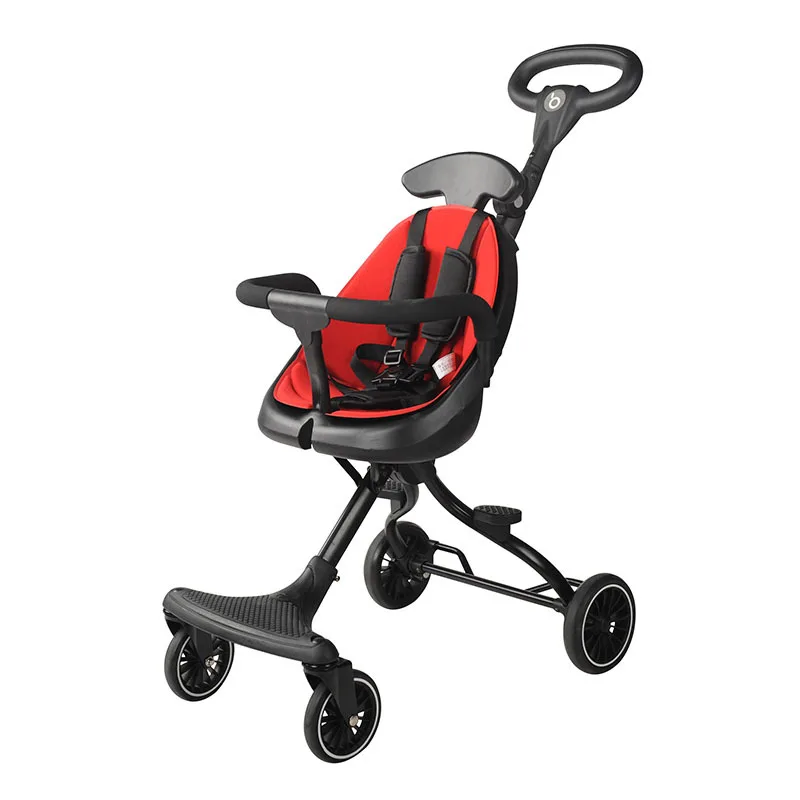 kids vehicle V3 folding portable baby stroller toddler fun slippery chair V1 two way push four wheels stroller - Цвет: V3 Red plus Cushion