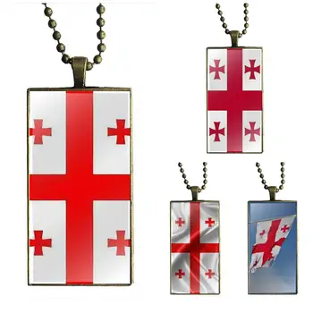 

EJ Glaze Georgian Flag For Unisex Glass Pendant Galaxy Pendant Necklace Women Bronze Plated Necklaces Jewelry