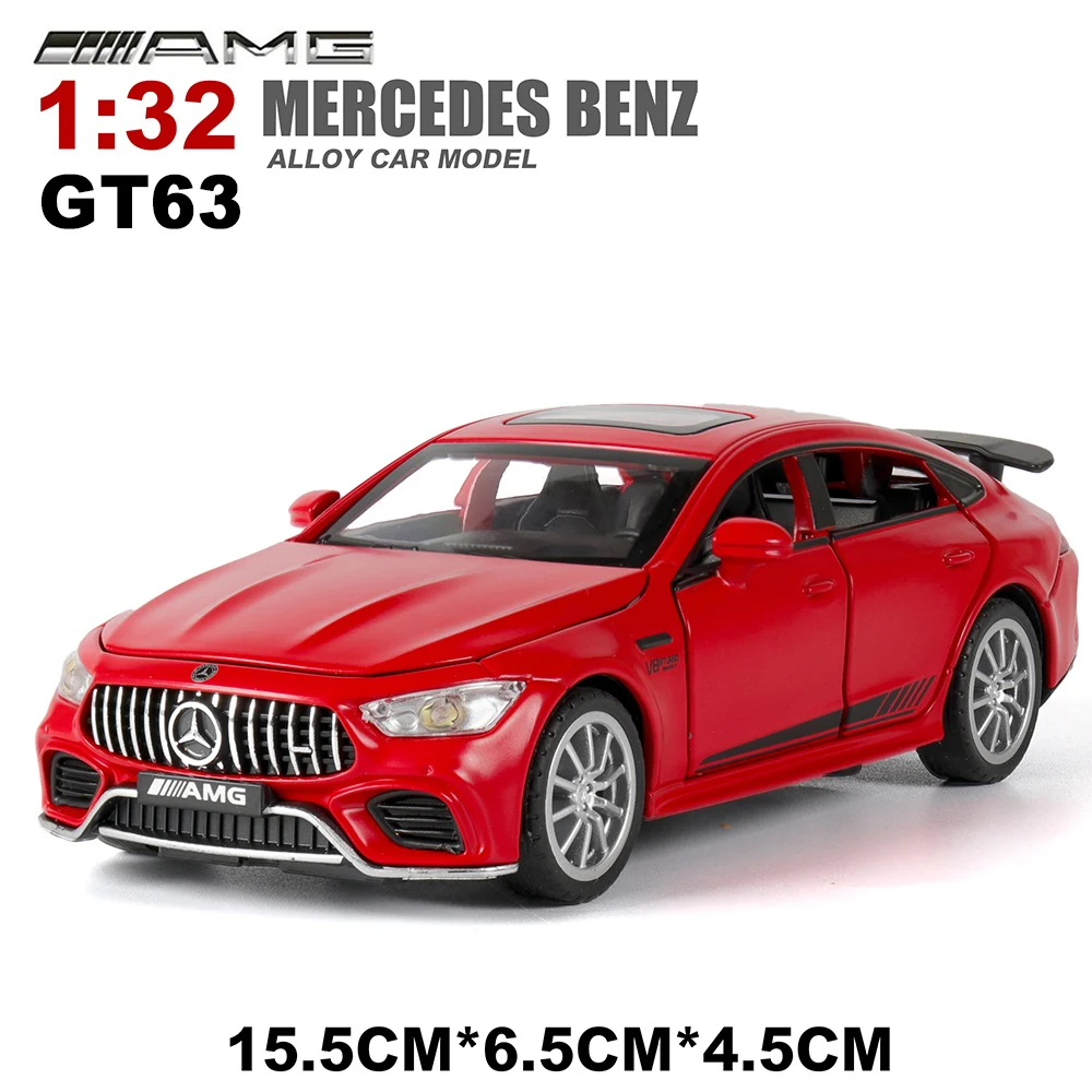 1:32 Car Model Mercedes AMG GT63 Diecasts Toy Vehicles Alloy Racing Sports Sound And Light Pull Back Wheel For Children Thomas - Цвет: Red no box