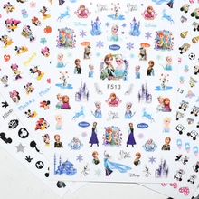 

10PCS Disney Cartoon Anime Minnie Mickey Frozen Nail Sticker Bow Love Castle Self-adhesive Nail Art Decoration Decal
