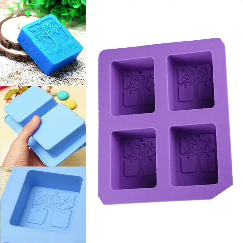 4 Cavity Silicone Mold For Making Soaps 3d Soap Mold Rectangle Diy
