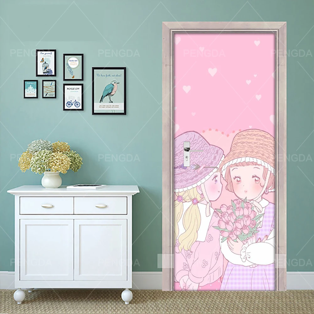 Самоклеющиеся DIY водоотталкивающие обои с принтом мультяшная девушка арт фотообои домашний декор Ремонт для спальни двери стикер