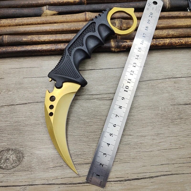 Утолщенный нож Karambit из нержавеющей стали CS GO, интегрированный нож с ручкой для шеи, настоящий Походный нож, наружный нож для повседневного использования, ручные инструменты
