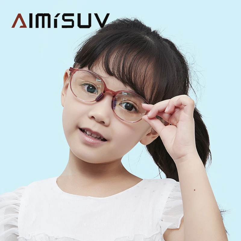 Fashion Oval Blue Light Blocking Glasses Kids Girls New TR90 Flexible Frame Computer Gaming Eyeglasses Children's UV400