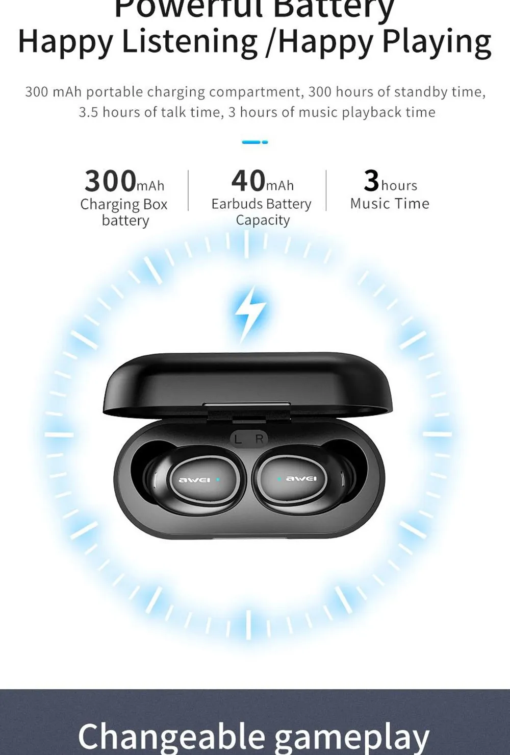 Awei T16 True TWS беспроводные бинауральные наушники-вкладыши стерео звук Bluetooth 5,0 наушники с микрофоном