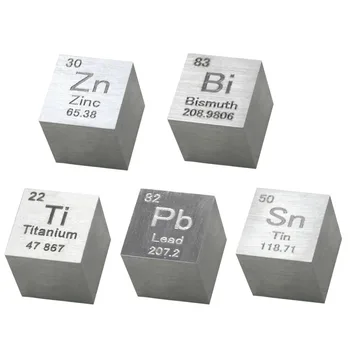 

10mm 99.9% Element Cube Metal Collections Sn+Bi+Pb+Zn+Ti Chemical Elements Rare Mineral For Art Collection Decoration