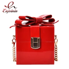 Красная квадратная Подарочная коробка, дизайнерская акриловая Женская модная сумка на плечо, кошелек-тоут с цепочкой, мини сумка через плечо, вечерние сумки-клатчи