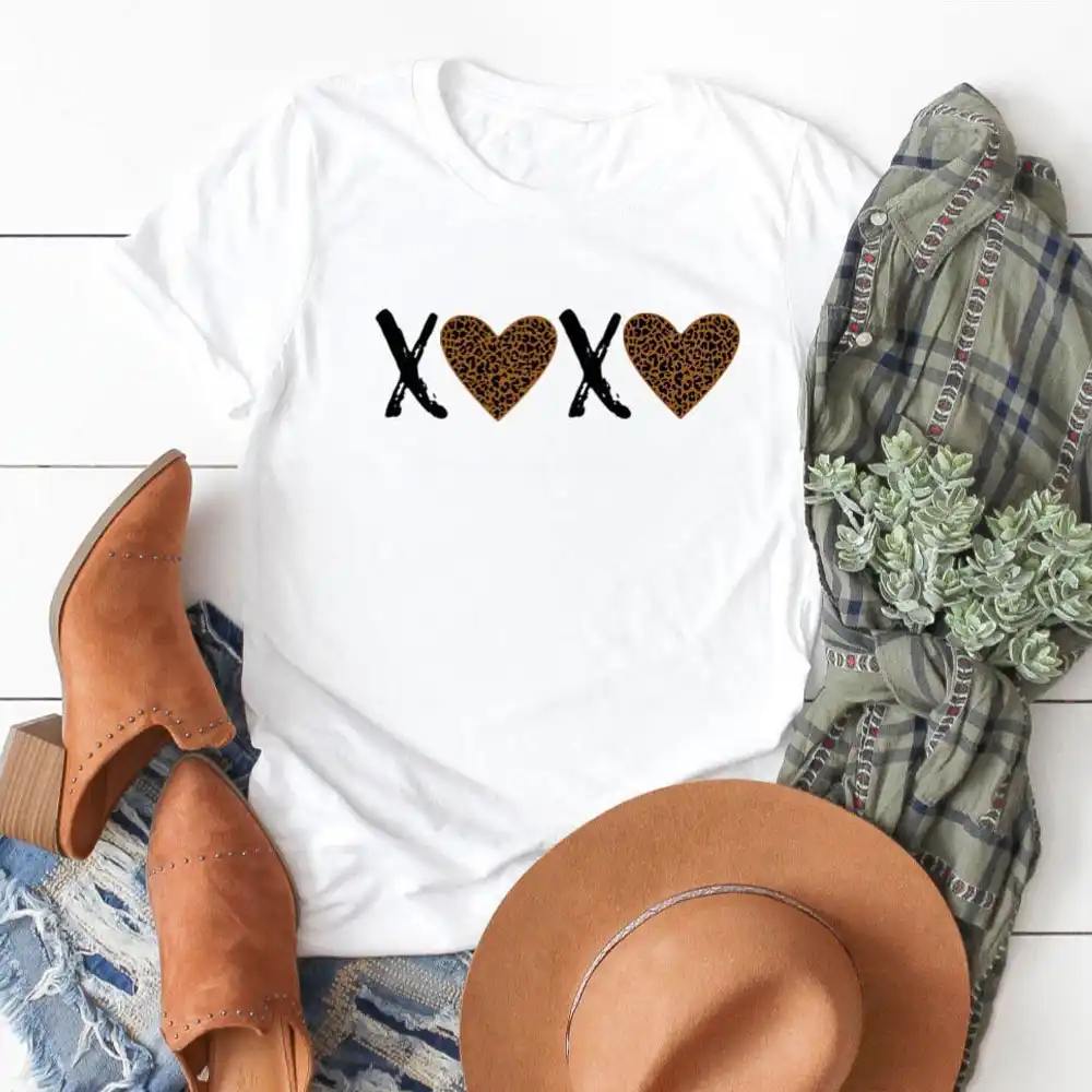 Xoxo Leopard Hati Kaos Berwarna Lucu Valentine S Hari