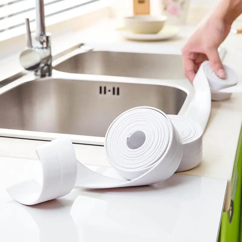 3.2M*38MM Durable Kitchen Bathroom Self Adhesive Wall Seal Ring Tape WC Waterproof PE Tape Mold Proof Edge Trim Accessory adhesive sealing strips adhesive tapes anti mold waterproof tape