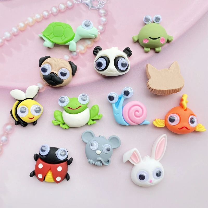 10pcs Resin Mixed animals Flat back Cabochons for DIY Hair Bow Center Scrapbooking Embellishments Phone Decoration