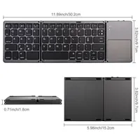 Three Fold Folding Wireless Bluetooth Keyboard Ultra Thin Portable Folding Wireless Bluetooth Keyboard Mouse Touch Keyboard