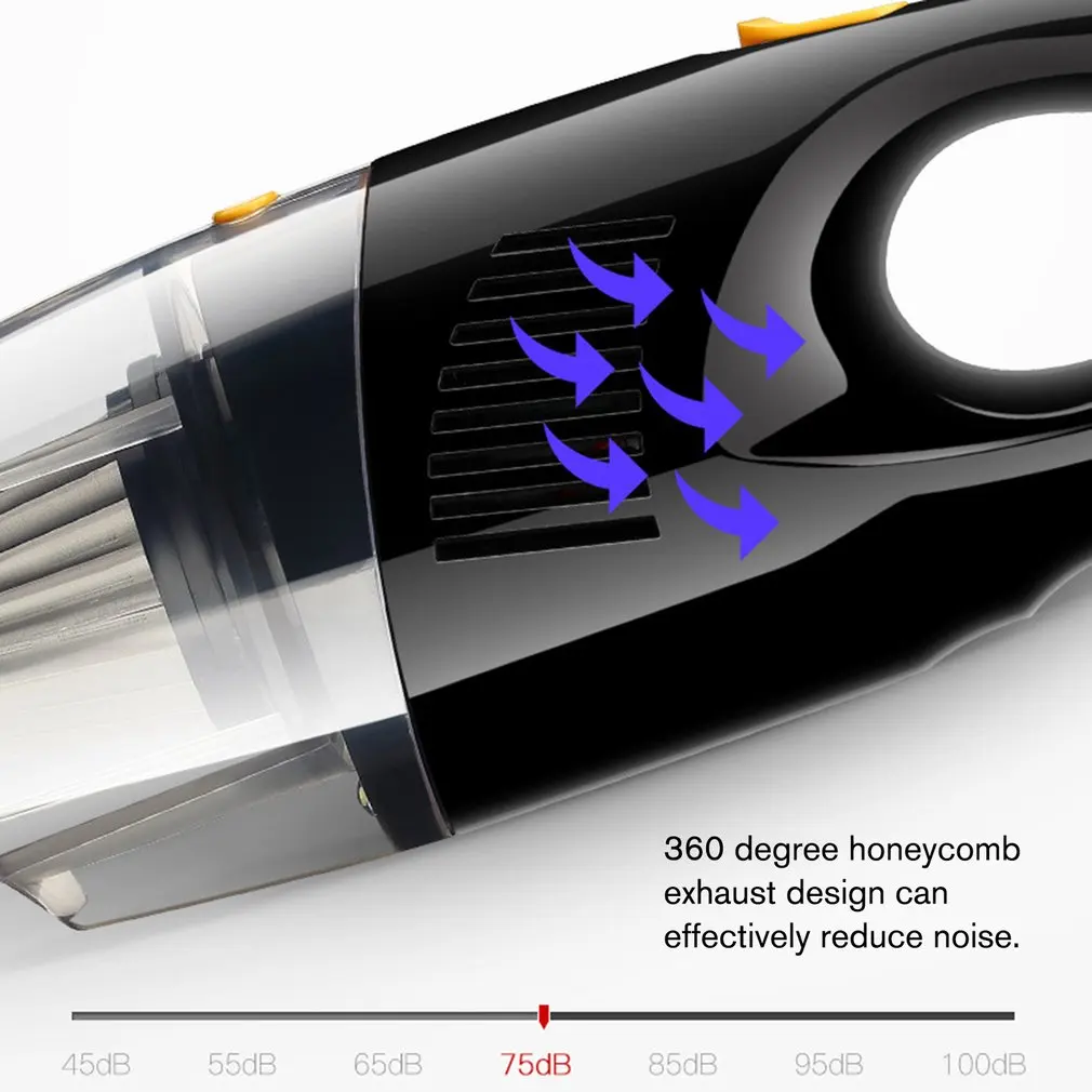 5000PA Strong Suction Power Car Vacuum Cleaner Filter DC 12Volt 120W USB Charging Dual Battery with Night lighting