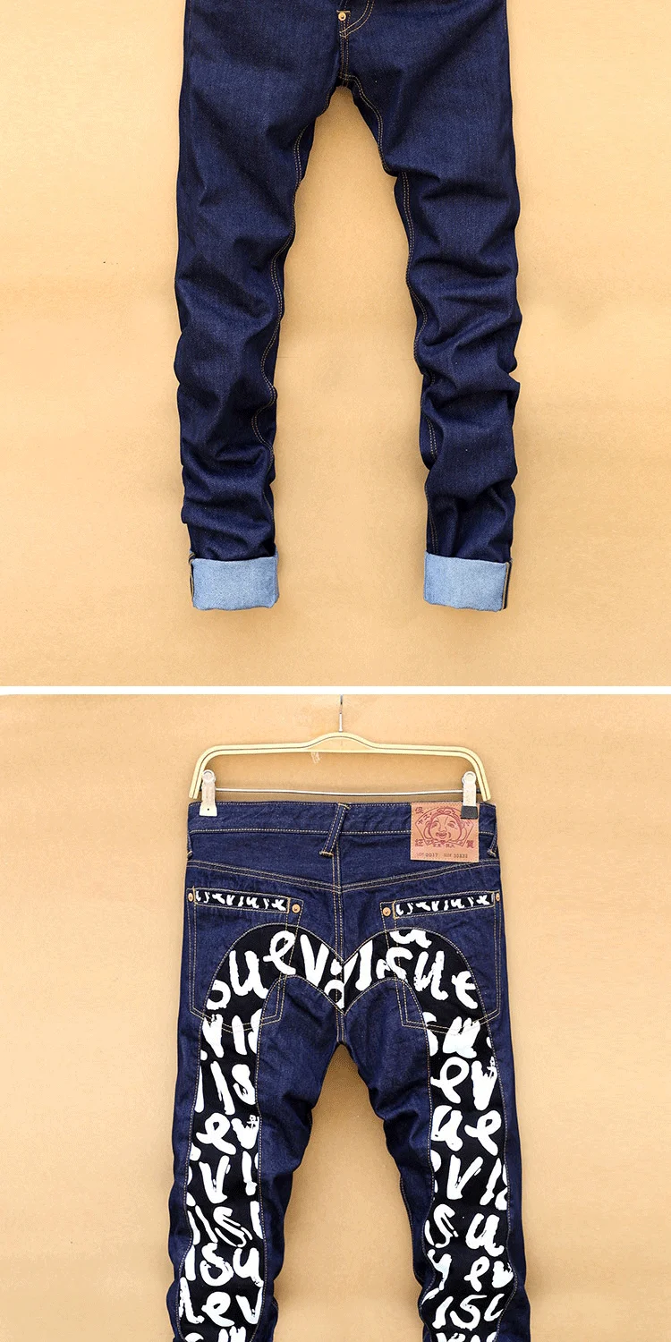 Evisu Новое поступление повседневные мужские дышащие джинсы высокого качества теплые мужские Брендовые прямые мужские брюки с вышивкой