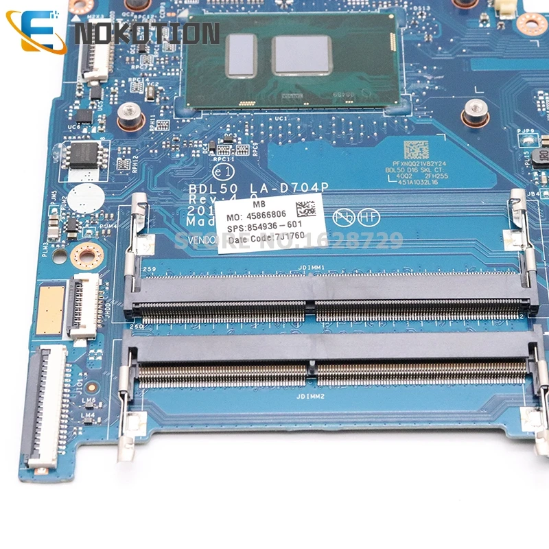 NOKOTION 854936-601 854936-001 аккумулятор большой емкости для hp 15-AY 15-AY015DS ноутбук motherbard BDL50 LA-D704P I5-6200U Процессор R5 M330 GPU