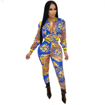 

Tracksuit Women Set Full Sleeve National Print Jackets Two Piece Set Top And Pants Night Sporty Club Outfits 2 Piece Set Women