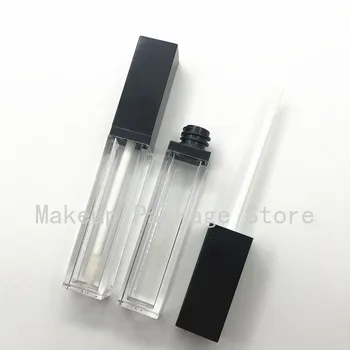 

10/20pcs 8ml Square Black Lip Gloss Bottle,Empty Plastic Cosmetic Oil Refillable Tube, Liquid Lipstick Storage Bottle Wholesale