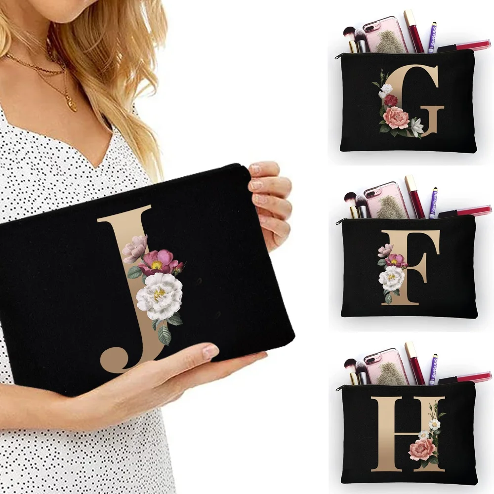 Girl Makeup Bag Golden Letter Pattern Classic Organizer Bag Pouches for Travel Bags Pouch Women's Cosmetic makeup organizer cosmetic bag cosmetic storage bag makeup bag cosmetic case