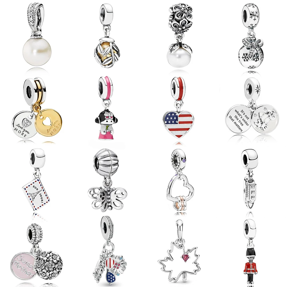 2019 NEW 100% 925 Sterling Silver Maple Leaf Soldier Butterfly Girl Charm Pendant For DIY Bracelet Women Original Jewelry Gift | Украшения