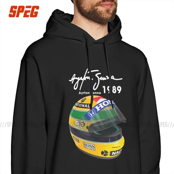 

Novelty Hoodies Man Ayrton Helmet Senna Racing 100% Cotton Hooded Sweatshirts Printing Hooded Tops