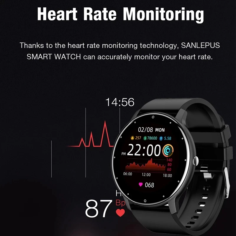 LIGE 2022 Fashion Smart Watch Men Fitness Bracelet Heart Rate Blood Pressure Monitoring Sports Tracker Smartwatch Gift for Women