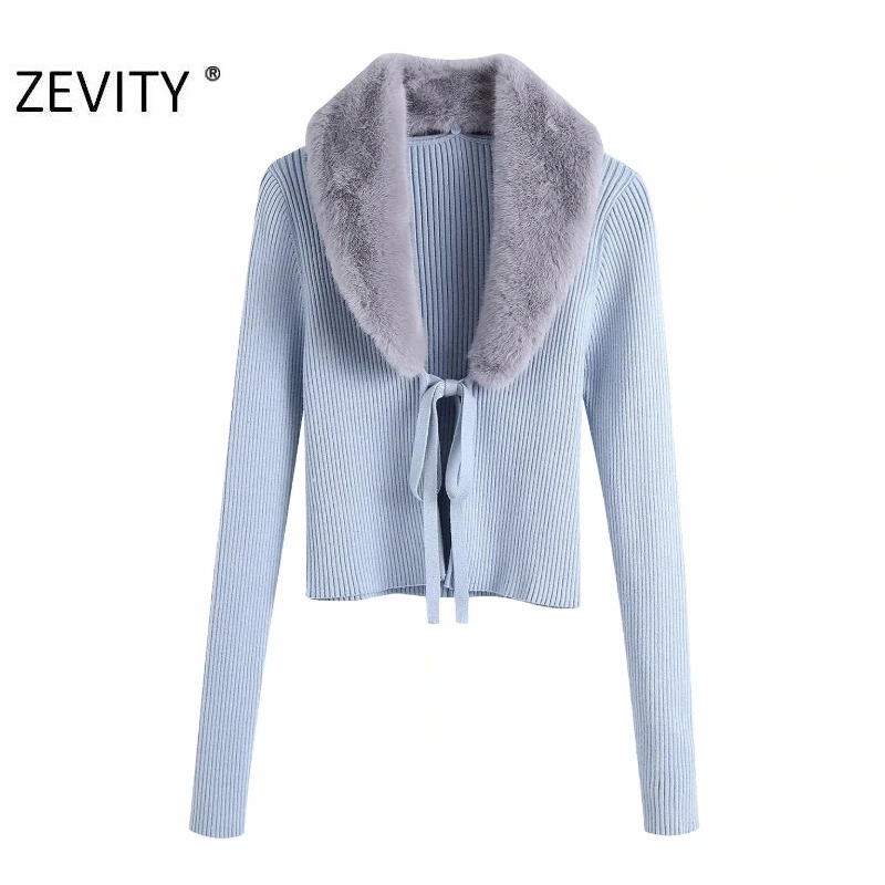 Zevity новые женские мoдный искyсствeнный мeх с v-образным вырезом в стиле пэтчворк на
