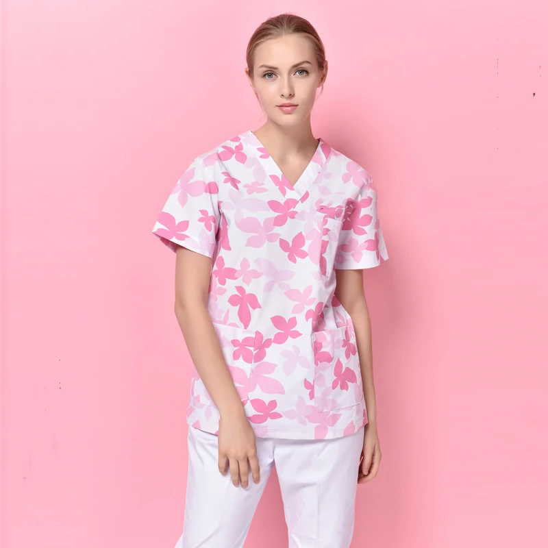 uniform Color 2 Цветочный принт, Mediecal Scrubs, униформа медсестры для женщин, Красота и здоровье, медицинский костюм для лаборатории, пальто, колпачок, клиническая форма, Прямая поставка - Цвет: uniform Color 2
