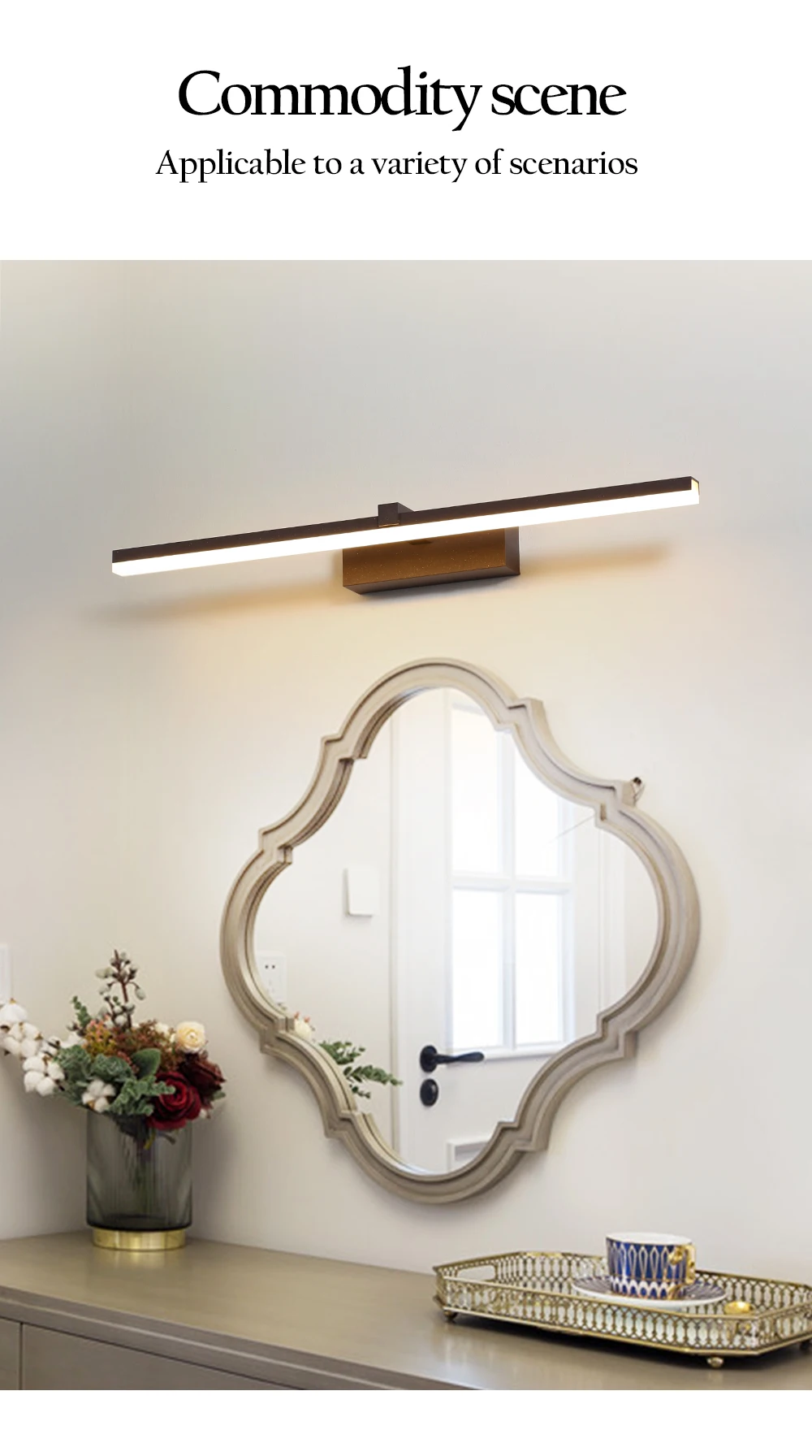 bathroom wall lights Modern Mirror Light Picture Light Decor Long Led Wall Lamp For Bathroom Living Room Wall Sconce Light Brown White Silver Golden wall mounted bedside lights