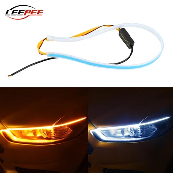 

LEEPEE Car LED Daytime Running Light Turn Signal Lamps Angel Eye Headlight Decoration Accessories Flexible Tube 30/45/60cm
