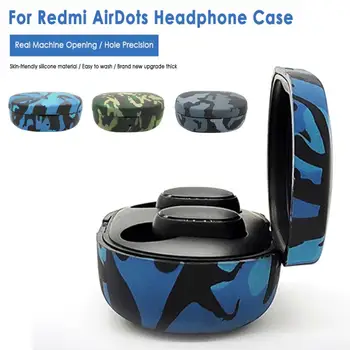 

Wireless Bluetooth Headphone Case For Xiaomi Redmi AirdotsTrue Blue Silicone Protector Case Shockproof Camouflage Earphone Pouch