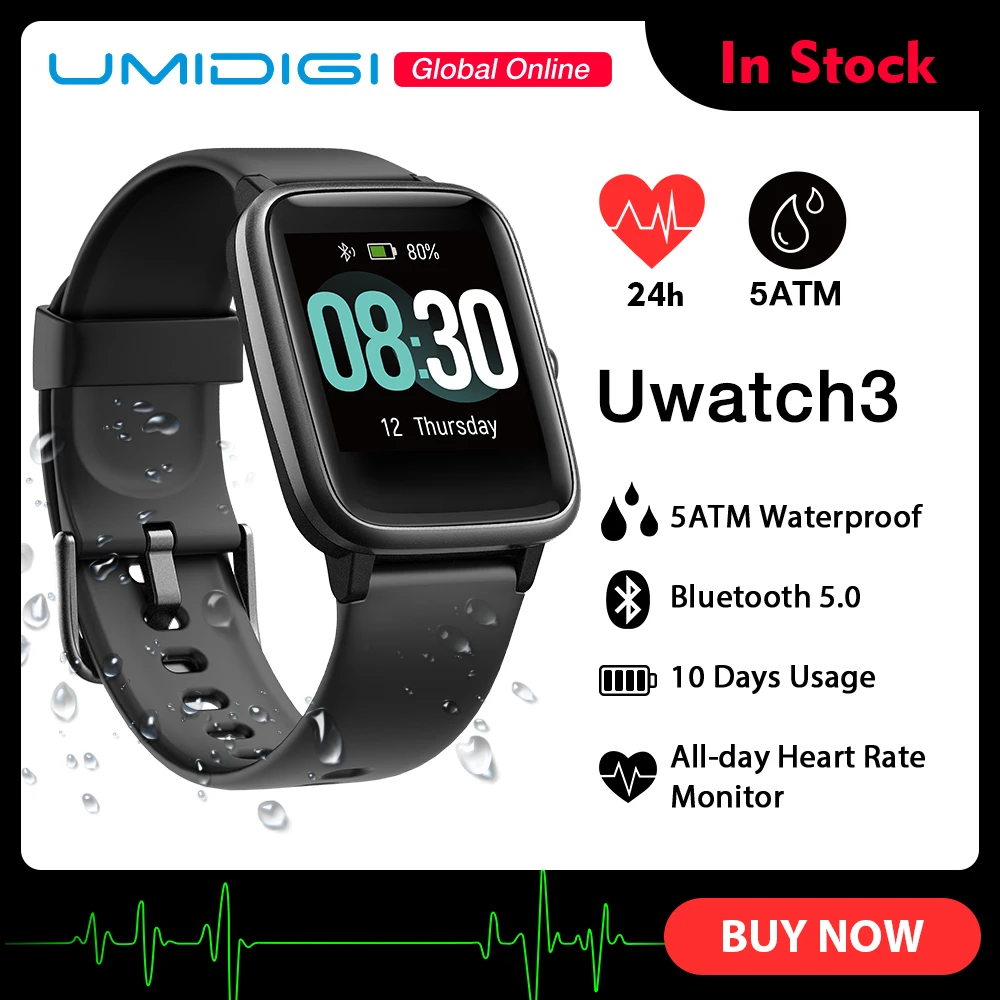 UMIDIGI Uwatch3 Смарт-часы для мужчин и женщин 5ATM водонепроницаемый фитнес-трекер спортивный браслет монитор сердечного ритма во время сна для Android IOS Reloj