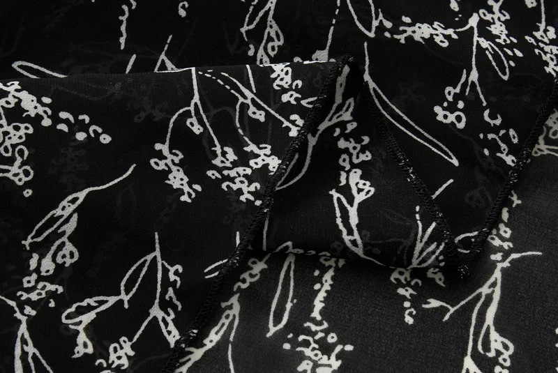 Floral-Print Chiffon Irregular Skirt High-waisted Mid-length Skirt Women's New Style Spring And Autumn Fairy Skirt 8012