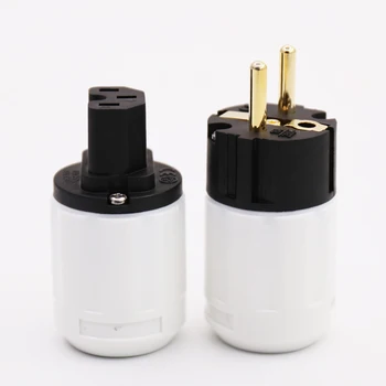 

Pair 24K Gold Plated HI-End Schuko Power Plug European Plug Adapter Schuko Type for Germany, France, Europe, Russia