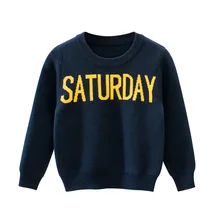 Новинка года; детские свитера; сезон осень-зима; пуловер для девочек и мальчиков; милый вязаный свитер с буквенным принтом; Детские Забавные топы с длинными рукавами