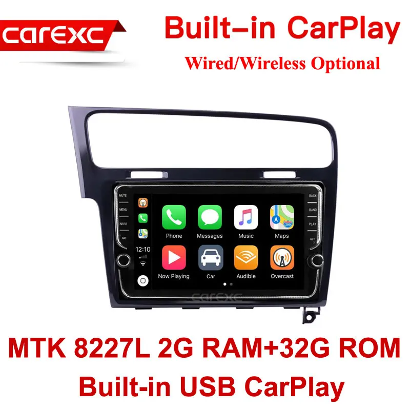 CarExc Авторадио Android 9,0 автомобильный Muiltmedia плеер для VW Volkswagen Golf 7 2013 головное устройство встроенный CarPlay с gps-навигацией без DVD - Цвет: MTK 32G ROM Wired