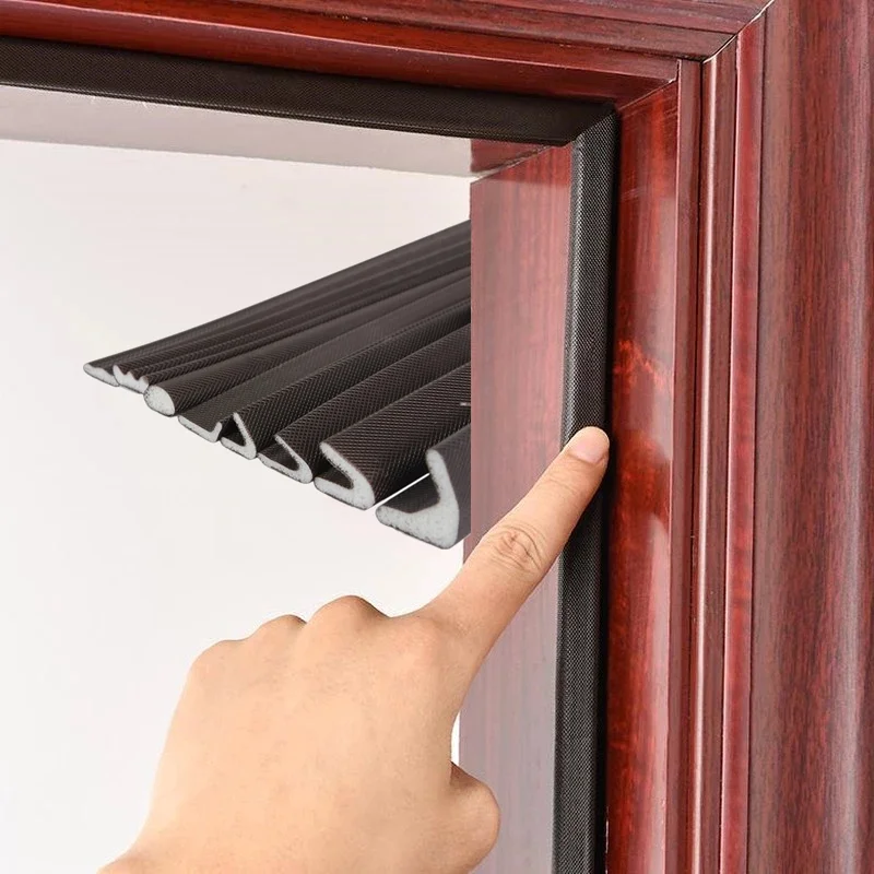 Sealing Strip 5M Self-adhesive Door Window Sealing Strip Dustproof Soundproof Foam Insulation V-type Weather Stripping Door Seal Gap Filler