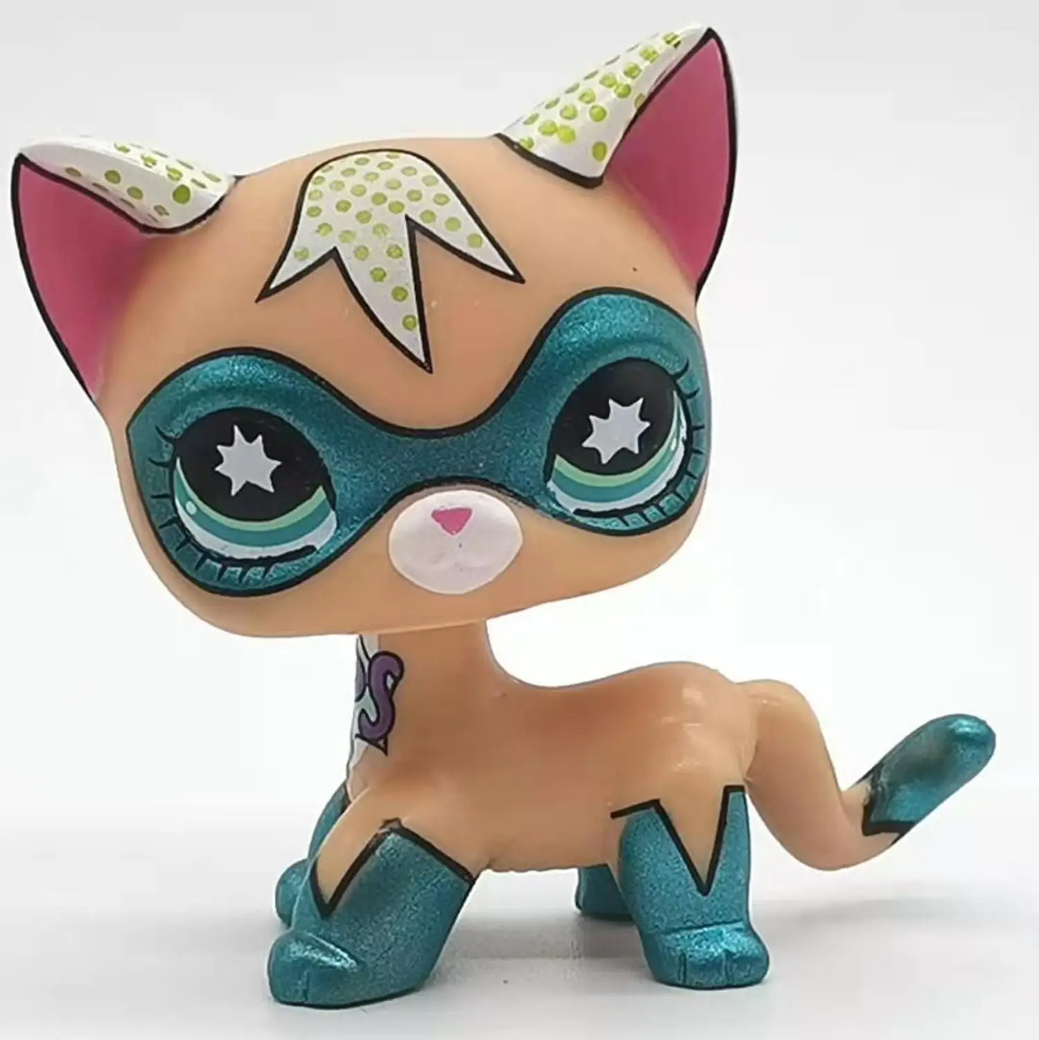 Коричневый Редкий магазин домашних животных lps игрушки стоят маленькие короткие волосы кошки розовый#2291 Серый#5 черный#994 старые оригинальные игрушки для домашних животных котенок в подарок - Цвет: Коричневый