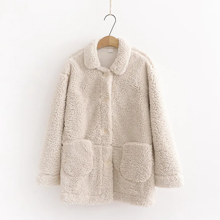 

Korean-style College Style Loose-Fit Versatile Hipster Sweet Mid-length Curly Yarn Cotton-padded Clothes Student Coat Women's Fa