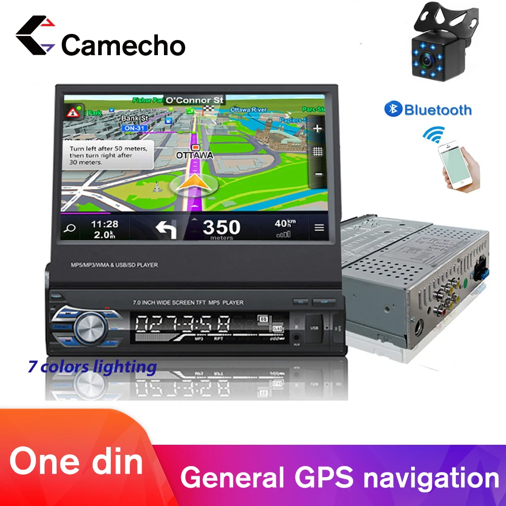 Автомагнитола Camecho мультимедийный плеер 1DIN с сенсорным 7 &quotHD-экраном GPS Bluetooth для