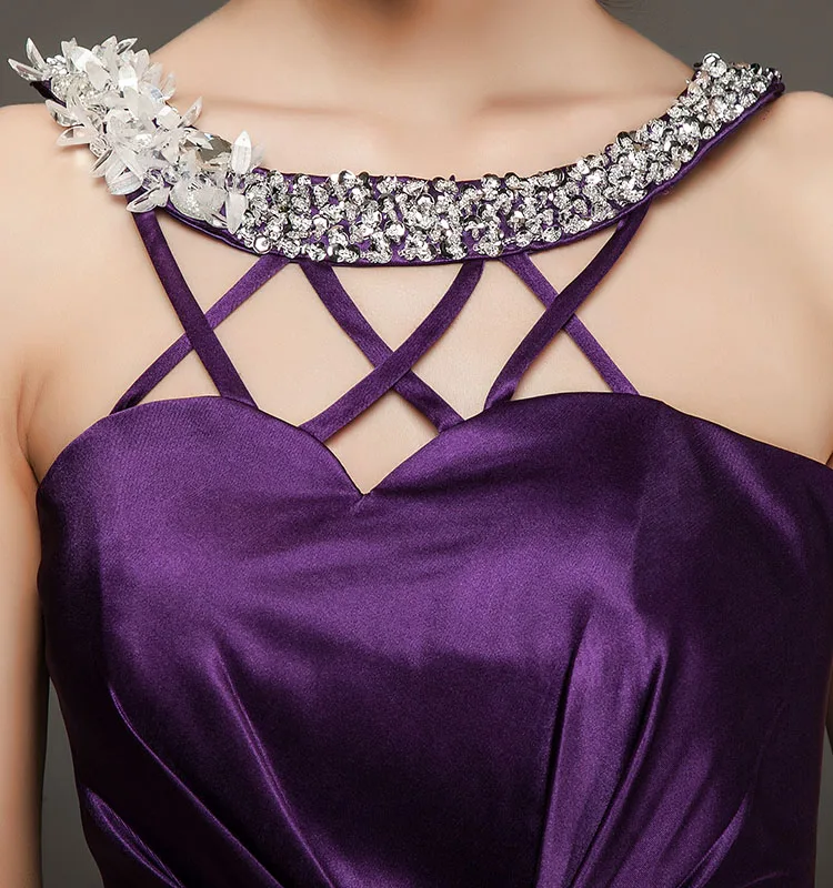 Новая мода невесты горничной размера плюс vestidos formales длина до пола фиолетовые длинные платья для подружки невесты, украшенные бисером