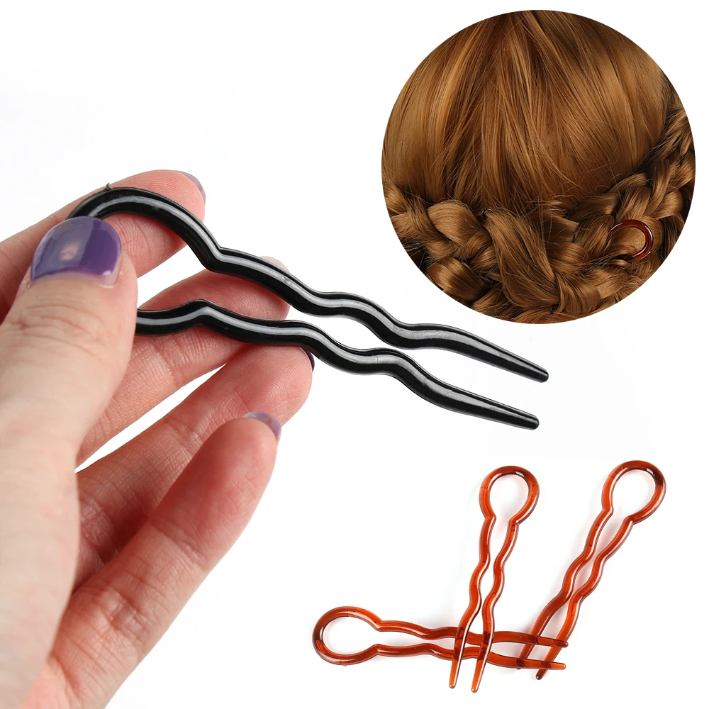 Hair Clips Hair Accessories U Shape Hair Clips Grips Convenient Simple Plastic Forks Styling Tool Hairpins Magic Bending Hairwear Decoration