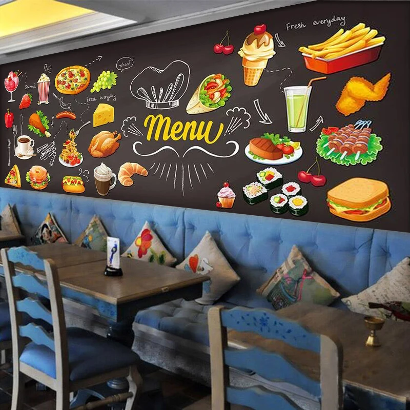 Personalized-Blackboard-Graffiti-Food-Mural-Wallpaper-Cake-Shop-Cafe-Hamburger-Shop-Restaurant-Photo-Wallpaper-Wall-Covering (4)