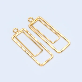 

10pcs Gold Tone Rectangle Link Charms 23x14mm, Real Gold plated Brass, Geometric Hoop Connector Pendants (GB-1055)