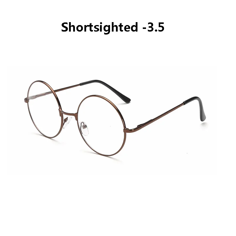brown myopia 3.5 Zilead металлические очки близорукости круглые близорукие очки мужские и женские очки для близоруких с диоптрий-1.0to-4,0 - Цвет оправы: brown myopia 3.5