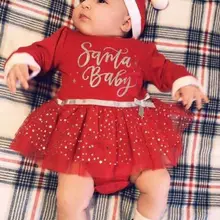 Рождественская Одежда для новорожденных девочек; Bautizo; одежда принцессы; Рождественский комбинезон Санты; фатиновое платье-пачка для маленьких девочек; vestido infantil