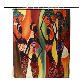 

For Bathroom Modern Fashion Window Cover Shower Curtain With Hook African Woman Printed Protective Room Home Decoration Gift