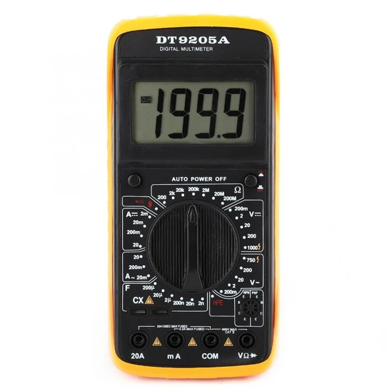 Цифровой DT-9205A мультиметр AC/DC Амперметр Сопротивление Емкость тест er Hz HFE Тестовые провода кабель без батареи умный дом 19Sep