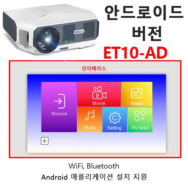 Android Version Aon ET HD светодиодный мини-проектор для 3D видео-проектора. 1280x720 P, 3800 люмен, поддержка 1080 P, HD-IN, USB(опционально версия Android - Цвет: Android Version